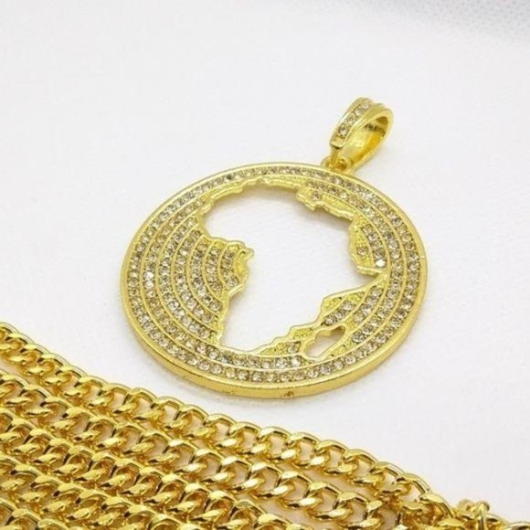 Men's Gold Plated Map Of Africa Cut Out - Picture 5 of 6